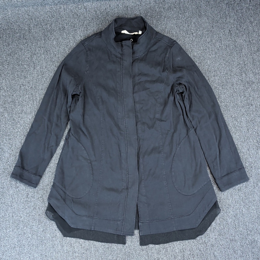 Soft Surroundings Minimalist Lyocell‎ Blend Zip Front Jacket Women Medium Black